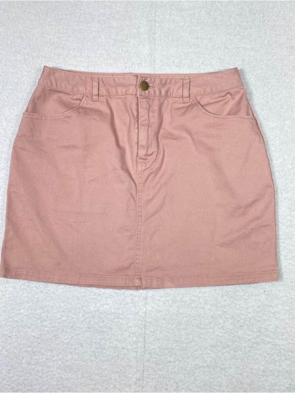 Forever 21 Mini Jean Skirt Women's M Dusty Rose Pink Y2K Pockets Flirty Denim